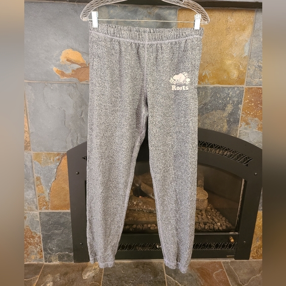 Roots Pants - Roots Salt and Pepper Heathered Grey White Full Length High Rise Sweatpants Med